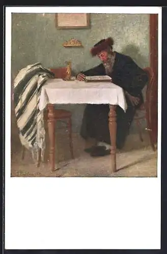 AK Jude am Tisch liest ein Buch