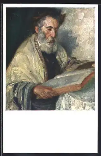 AK Vorbeter, Alter jüdischer Mann liest in einem Buch