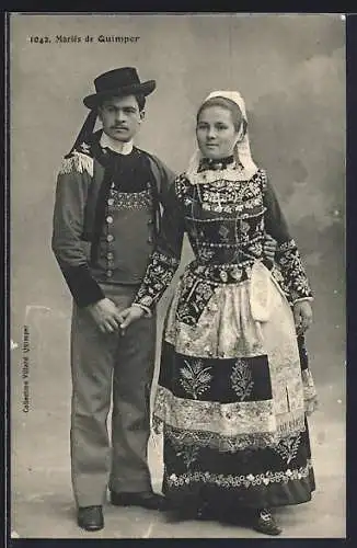 AK Quimper, Mann und Frau in Tracht