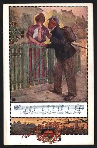 Künstler-AK Karl Friedrich Gsur: Deutscher Schulverein Nr. 367, Muss i denn, muss i denn...