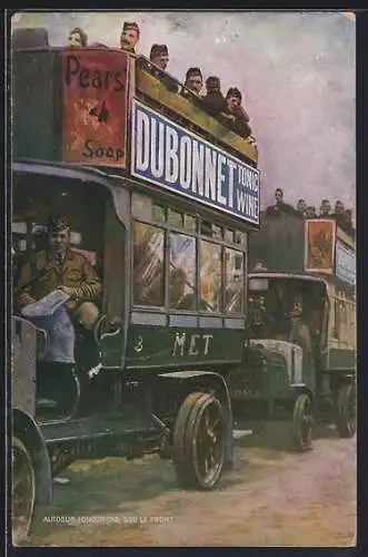 AK britischer Autobus mit Soldaten