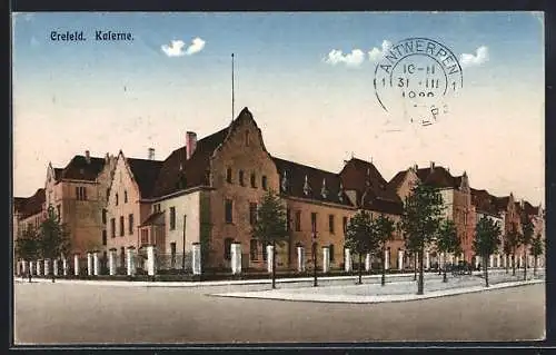 AK Krefeld, Kaserne von der Strasse aus gesehen