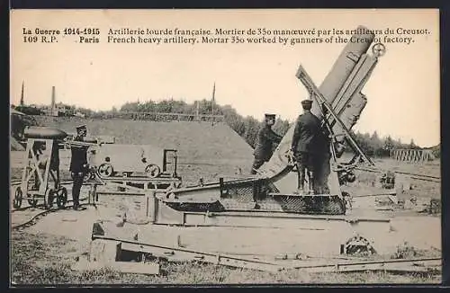 AK Paris, French heavy artillery, Mortar 35o worked by gunners of the Creusot factory