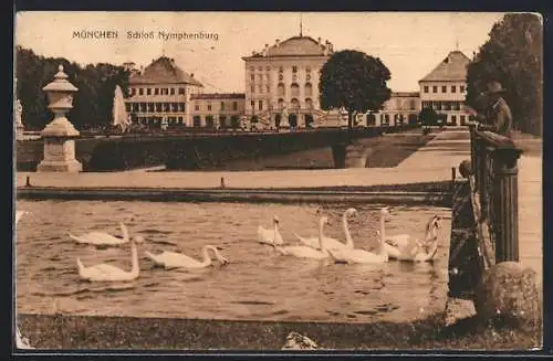 AK München-Nymphenburg, Schloss Nymphenburg, Partie im Park
