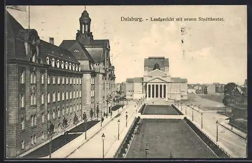 AK Duisburg, Blick auf das Landgericht mit neuem Stadttheater