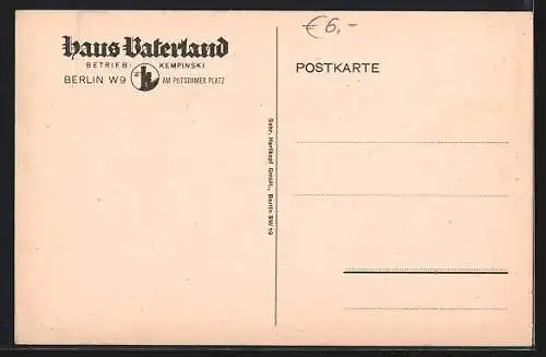 AK Berlin-Tiergarten, Haus Vaterland, Restaurant Heuriger Grinzing, Gastraum