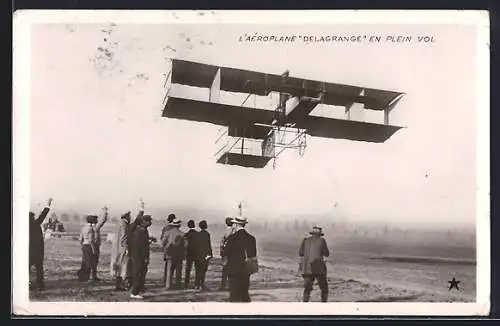 AK L`Aéroplane Delagrange en plein vol