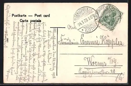 AK Elsass-lothringische Tracht, Familienszene im Haus