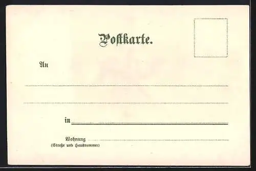 Lithographie Das Postwesen, Wüstenpost, Postbote reitet auf einem Kamel, Briefmarke