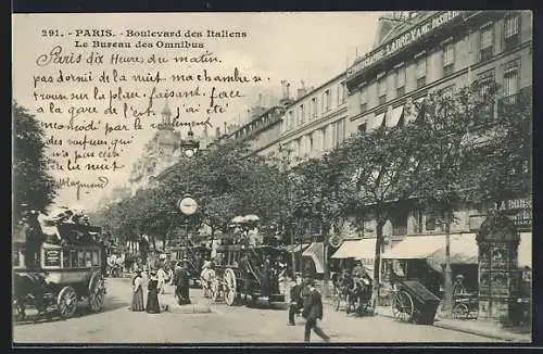 AK Paris, Boulevard des Italiens, Le Bureau des Omnibus