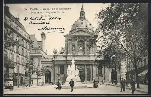 AK Paris, Eglise de la Sorbonne, Monument Auguste Comte