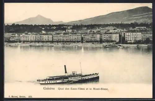 AK Genève, Quai des Eaux-Vives et le Mont-Blanc