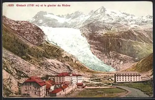 AK Gletsch, Gletsch et le glacier du Rhone