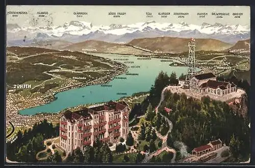 AK Uetliberg, Ortsansicht mit Zürich u. Umgebung aus der Vogelschau
