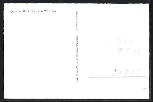 AK Quarten, Ortsansicht mit Walensee und Bergpanorama aus der Vogelschau