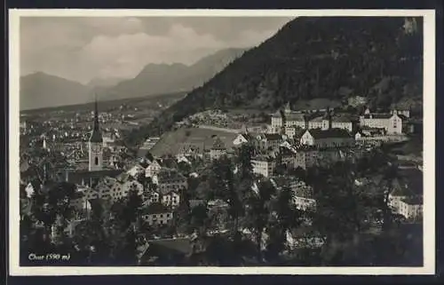 AK Chur, Teilansicht am Berg aus der Vogelschau