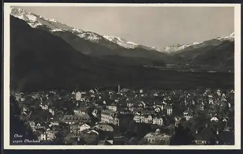 AK Chur, Teilansicht gegen Oberland aus der Vogelschau