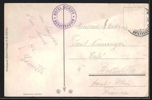 AK Schaffhausen, Teilansicht mit Dampfer