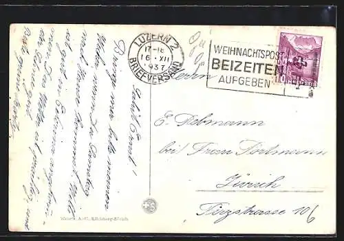 AK Engelberg, Teilansicht mit Berneralpen aus der Vogelschau