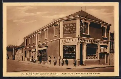AK Saint-Pierre-des-Corps, Angle rue de la Noue et rue Henri-Barbusse mit Café-Bar-Tabac