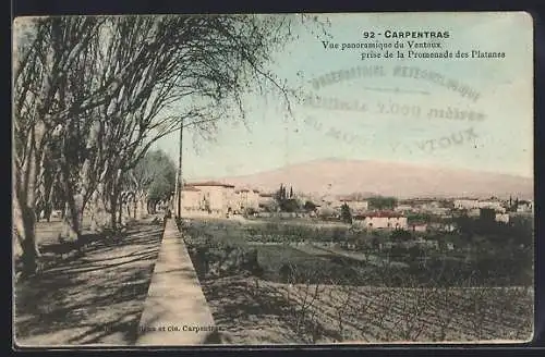 AK Carpentras, Vue panoramique du Ventoux prise de la Promenade des Platanes