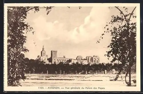 AK Avignon, Vue générale du Palais des Papes