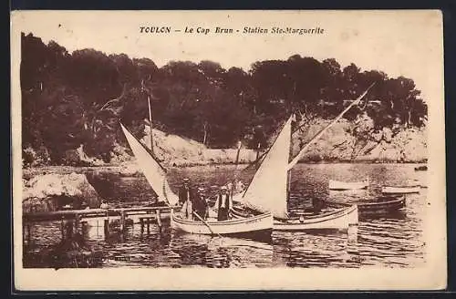 AK Toulon, Le Cap Brun, Station Ste-Marguerite avec bateaux à voile