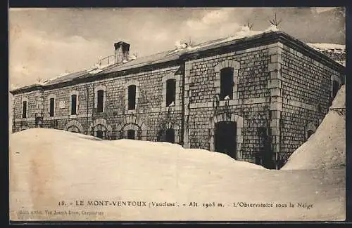 AK Mont-Ventoux, L`Observatoire sous la neige à 1908 m d`altitude