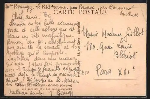 AK Gordes, Abbaye de Sénanque vue générale côté Sud en plongée