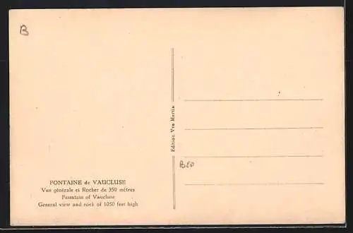 AK Fontaine-de-Vaucluse, Vue générale et Rocher de 350 mètres