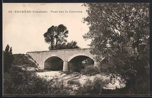 AK Valréas, Pont sur la Coronne et paysage environnant