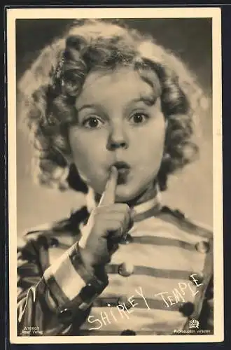 AK Schauspielerin Shirley Temple mit erhobenem Zeigefinger