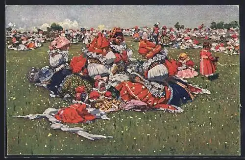 AK Tschechinnen auf der Wallfahrt zum heiligen Antonius in Süd-Mähren