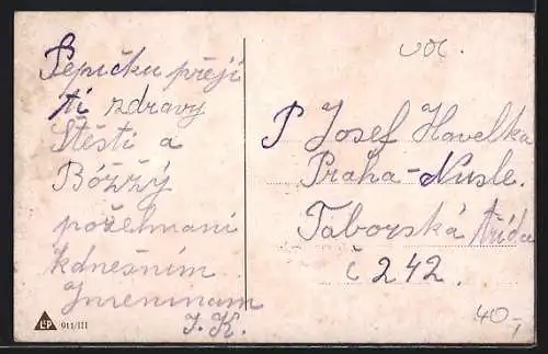 AK Tschechisches Paar sitzt auf einer Wiese