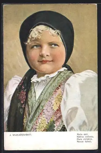 AK Tschechisches Mädchen in Trachtenkleidung