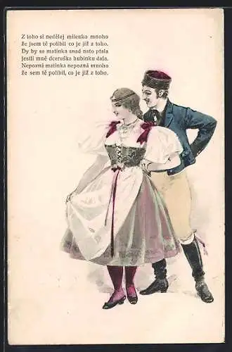 AK Tschechischer Student mit Frau beim Tanz
