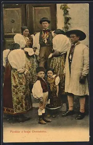 AK Domazlice, Tschechische Familie in Tracht