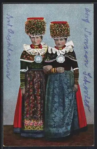 AK Brautjungfern in Tracht Schaumburg-Lippe