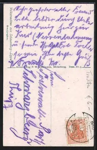 AK Brautjungfern in Tracht Schaumburg-Lippe