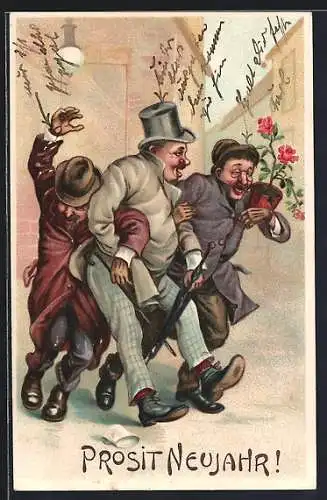 AK Betrunkene Männer gratulieren zum Geburtstag