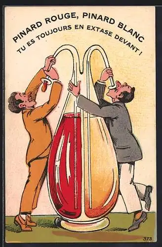 AK Männer trinken roten und weissen Wein aus Saugflaschen
