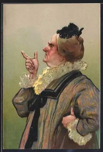 AK Ältere grimmige Dame