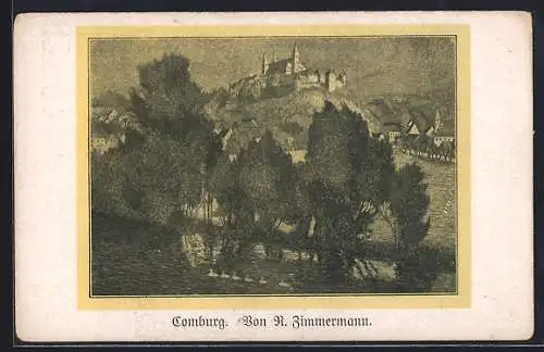 Künstler-AK Comburg, Ortspartie