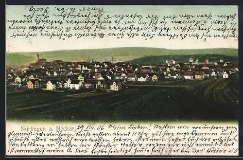 AK Nürtingen a. Neckar, Ortsansicht mit Feldern