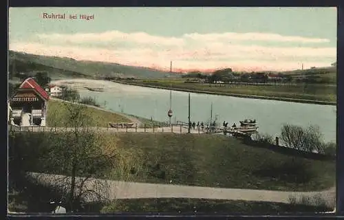 AK Essen-Hügel / Ruhr, Restaurant Hügel & Fähranleger im Ruhrtal