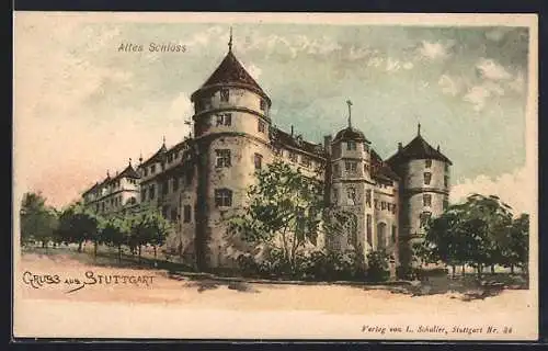 AK Stuttgart, Blick auf das Alte Schloss