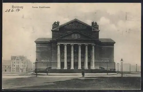 AK Duisburg, Neues Stadttheater mit Strassenpartie
