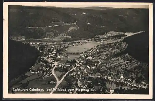 AK Calmbach bei Wildbad, Ortsansicht vom Flugzeug aus