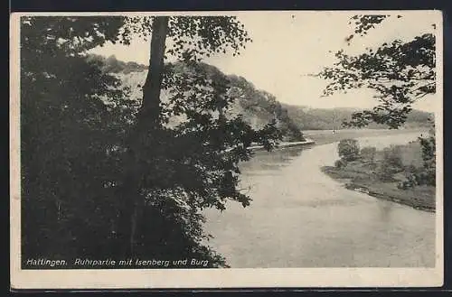 AK Hattingen / Ruhr, Ruhrpartie mit Isenberg und Burg