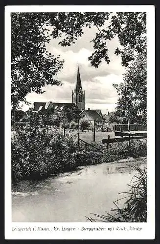 AK Lengerich i. Hann, Burggraben mit Katholischer Kirche